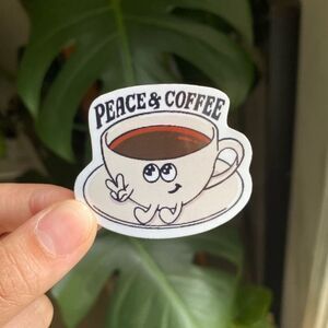 3/$20 Vinyl Glossy Sticker | Peace & Coffee |